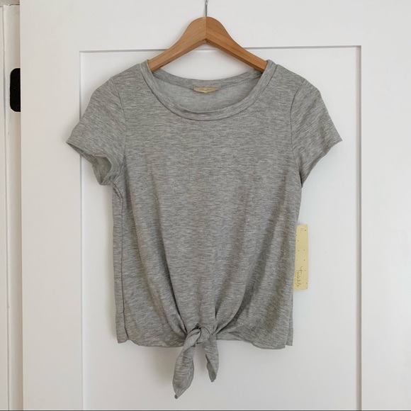11thstreet Tops - NWT Soft Gray Front Tie T Shirt